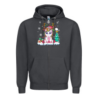 Smoke cute unicorn christmas shirt kid girls women deer santa xmas 1 Zipper Hoodie - linhVisuals