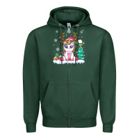 Sports Green cute unicorn christmas shirt kid girls women deer santa xmas 1 Zipper Hoodie - linhVisuals