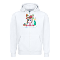 White cute unicorn christmas shirt kid girls women deer santa xmas 1 Zipper Hoodie - linhVisuals