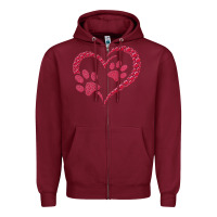 Burgundy funny valentine day gift t  shirt paw print heart dog cat owner lover Zipper Hoodie - linhVisuals