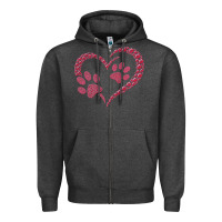Charcoal Heather funny valentine day gift t  shirt paw print heart dog cat owner lover Zipper Hoodie - linhVisuals