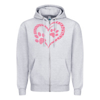 Heather Grey funny valentine day gift t  shirt paw print heart dog cat owner lover Zipper Hoodie - linhVisuals