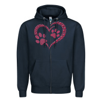Navy funny valentine day gift t  shirt paw print heart dog cat owner lover Zipper Hoodie - linhVisuals