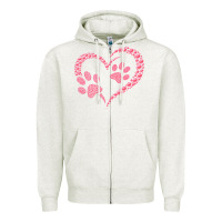 Oatmeal Heather funny valentine day gift t  shirt paw print heart dog cat owner lover Zipper Hoodie - linhVisuals