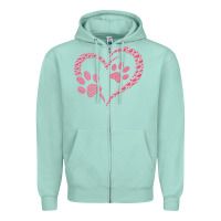 Seafoam funny valentine day gift t  shirt paw print heart dog cat owner lover Zipper Hoodie - linhVisuals