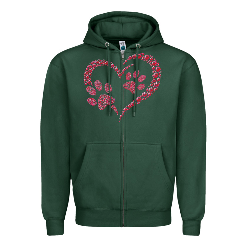 Funny Valentine Day Gift T  Shirt Paw Print Heart Dog Cat Owner Lover Zipper Hoodie by linhVisuals | Teevron
