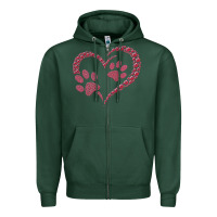 Sports Green funny valentine day gift t  shirt paw print heart dog cat owner lover Zipper Hoodie - linhVisuals
