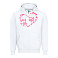 White funny valentine day gift t  shirt paw print heart dog cat owner lover Zipper Hoodie - linhVisuals
