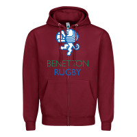 Burgundy benetton rugby in italy Zipper Hoodie - linhVisuals