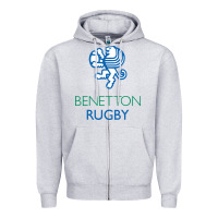 Heather Grey benetton rugby in italy Zipper Hoodie - linhVisuals
