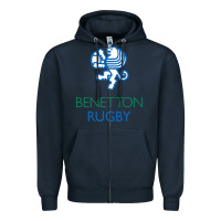 Navy benetton rugby in italy Zipper Hoodie - linhVisuals