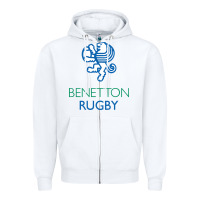 White benetton rugby in italy Zipper Hoodie - linhVisuals