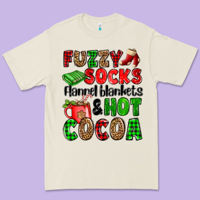 Fuzzy Socks Flannel Blankets And Hot Cocoa Premium Tee Designed By Oliviacreatesart