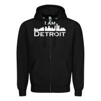 Black I Am Detroit Zipper Hoodie - linhVisuals
