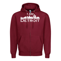 Burgundy I Am Detroit Zipper Hoodie - linhVisuals
