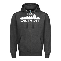 Charcoal Heather I Am Detroit Zipper Hoodie - linhVisuals