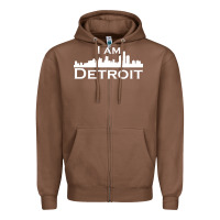 Chestnut I Am Detroit Zipper Hoodie - linhVisuals