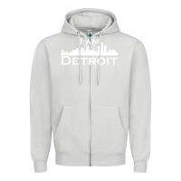 Dove Grey I Am Detroit Zipper Hoodie - linhVisuals