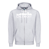 Heather Grey I Am Detroit Zipper Hoodie - linhVisuals
