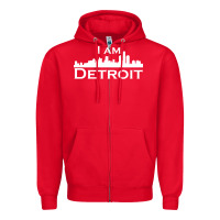 Red I Am Detroit Zipper Hoodie - linhVisuals