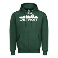 Sports Green I Am Detroit Zipper Hoodie - linhVisuals