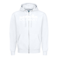White I Am Detroit Zipper Hoodie - linhVisuals