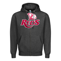 Charcoal Heather queensland reds rugby Zipper Hoodie - linhVisuals
