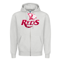 Dove Grey queensland reds rugby Zipper Hoodie - linhVisuals