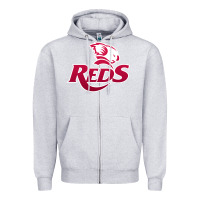 Heather Grey queensland reds rugby Zipper Hoodie - linhVisuals