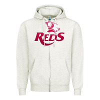 Oatmeal Heather queensland reds rugby Zipper Hoodie - linhVisuals