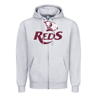 Heather Grey reds rugby australia Zipper Hoodie - linhVisuals