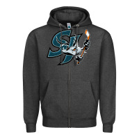 Charcoal Heather the barracuda san jose Zipper Hoodie - linhVisuals