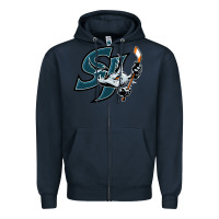 Navy the barracuda san jose Zipper Hoodie - linhVisuals