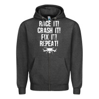 Charcoal Heather funny drone racing design men women drone pilot rc racers Zipper Hoodie - linhVisuals