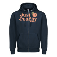 Navy just peachy retro 70s georgia peaches summer fruit Zipper Hoodie - linhVisuals