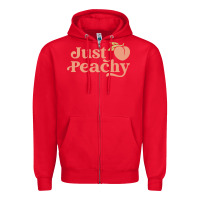 Just Peachy Retro 70s Georgia Peaches Summer Fruit Zipper Hoodie | Teevron