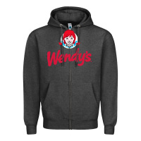 Charcoal Heather wendys restaurant Zipper Hoodie - linhVisuals