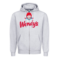Heather Grey wendys restaurant Zipper Hoodie - linhVisuals