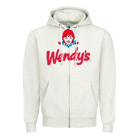 Oatmeal Heather wendys restaurant Zipper Hoodie - linhVisuals