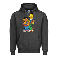 Charcoal Heather bert and ernie Zipper Hoodie - linhVisuals
