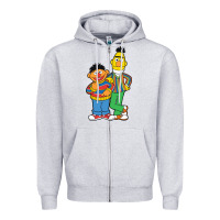 Heather Grey bert and ernie Zipper Hoodie - linhVisuals