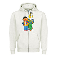 Oatmeal Heather bert and ernie Zipper Hoodie - linhVisuals