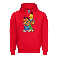 Red bert and ernie Zipper Hoodie - linhVisuals