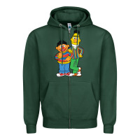 Sports Green bert and ernie Zipper Hoodie - linhVisuals