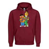 Burgundy bert and ernie Zipper Hoodie - linhVisuals