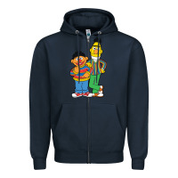 Navy bert and ernie Zipper Hoodie - linhVisuals