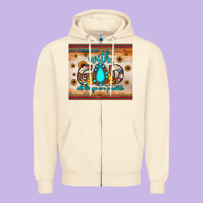 With God All Things Are Possible Matthew 19 26 Zipper Hoodie Designed By Jahusdesignshop