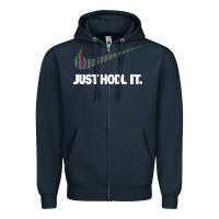 Navy just hodl it Zipper Hoodie - linhVisuals