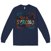 Navy She is strong proverbs 31:25 Long Sleeve Tee - LillyAllenDesigns