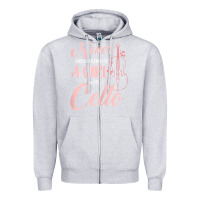 Heather Grey never underestimate a girl with a cello Zipper Hoodie - linhVisuals